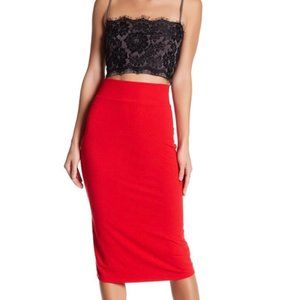 Free People Red Bring it on Back Pencil Skirt